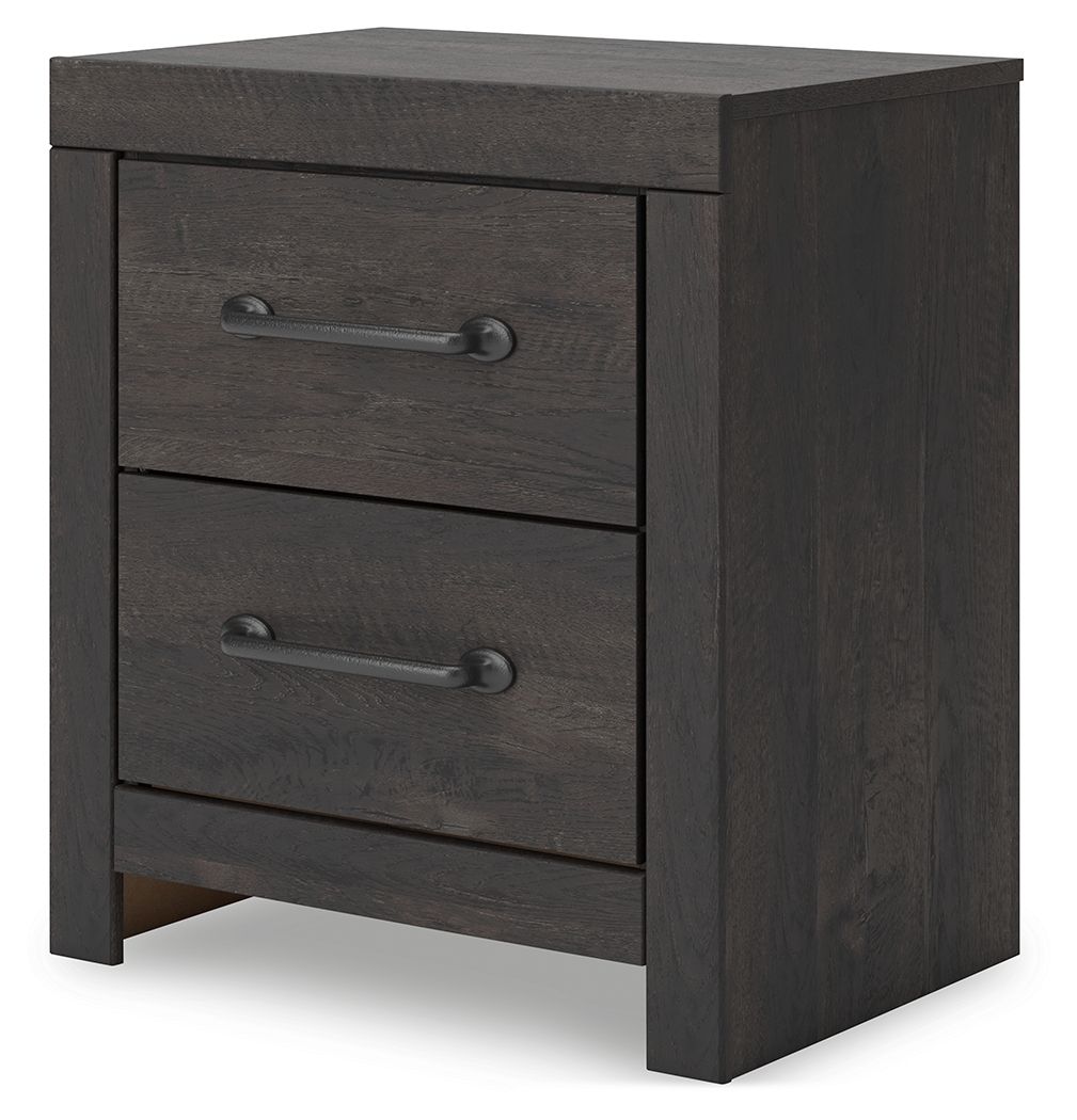 Delmorta - Dark Gray - Two Drawer Night Stand