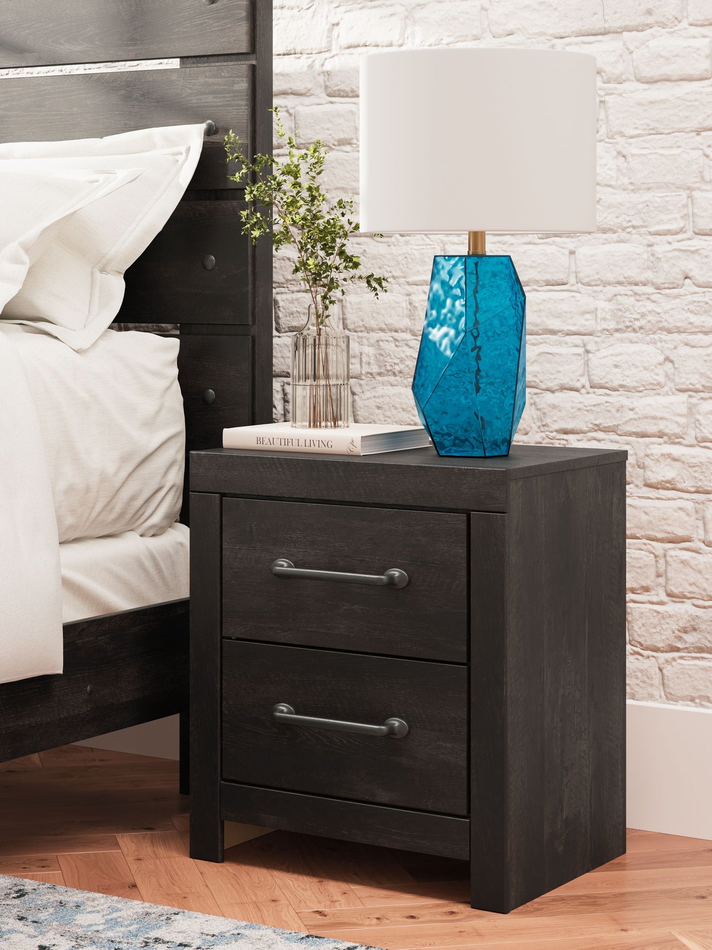 Delmorta - Dark Gray - Two Drawer Night Stand