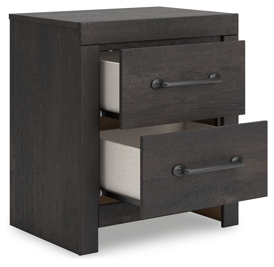 Delmorta - Dark Gray - Two Drawer Night Stand