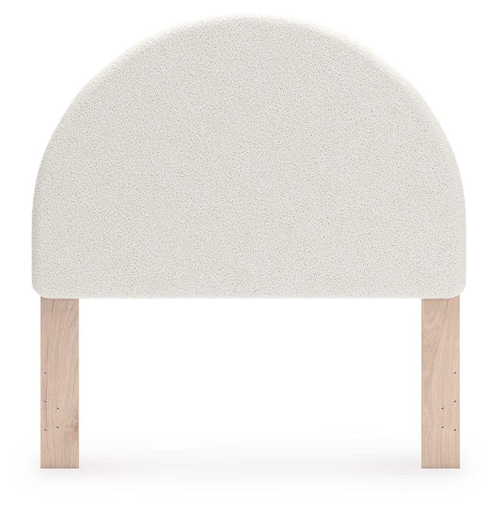Shapella - White / Tan - Full Upholstered Panel Headboard