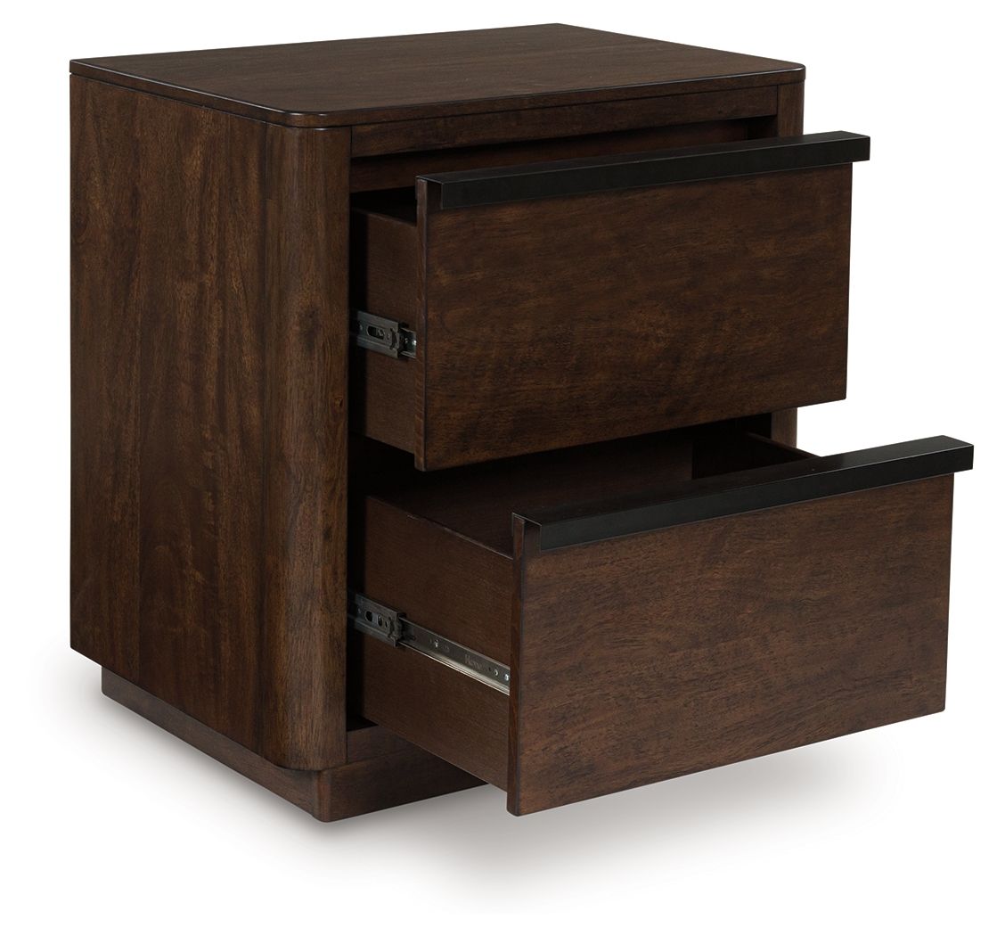 Kendamor - Dark Brown - Two Drawer Night Stand