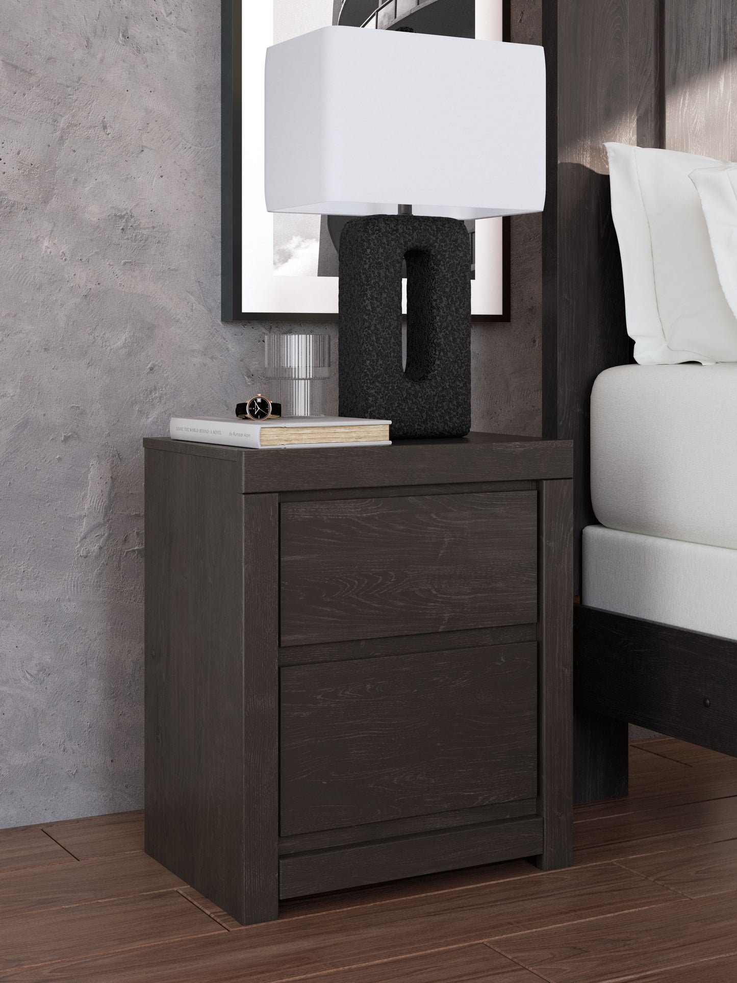 Parlayon - Charcoal - Two Drawer Night Stand