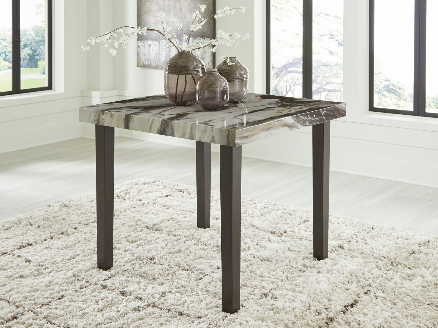 Jazmore - Dark Brown / Beige - Square Dining Room Counter Table