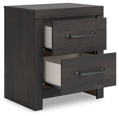 Delmorta - Dark Gray - Two Drawer Night Stand