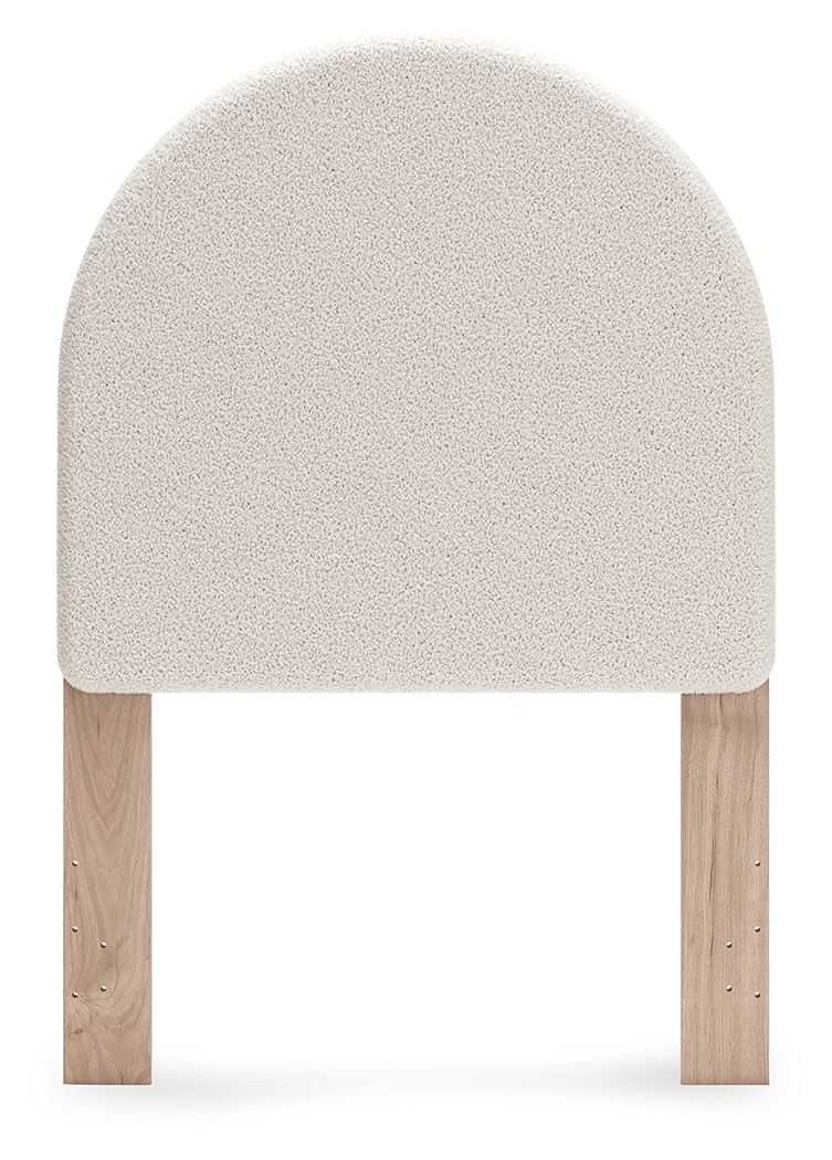 Shapella - White / Tan - Twin Upholstered Panel Headboard