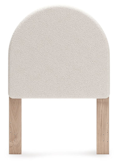 Shapella - White / Tan - Twin Upholstered Panel Headboard