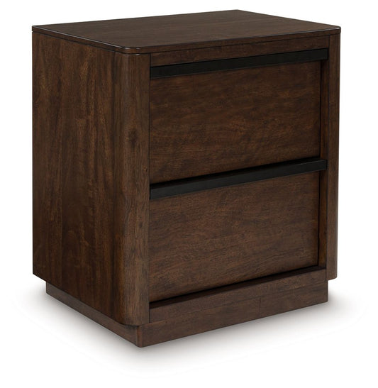 Kendamor - Dark Brown - Two Drawer Night Stand