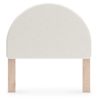 Shapella - White / Tan - Full Upholstered Panel Headboard