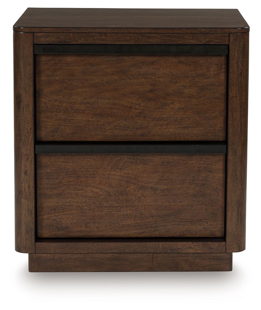 Kendamor - Dark Brown - Two Drawer Night Stand