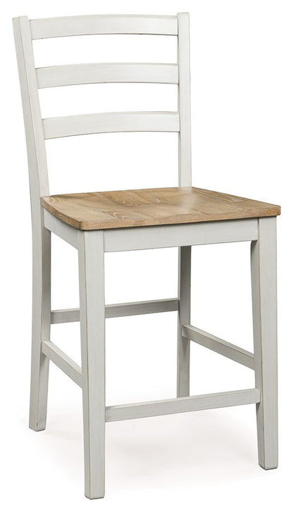 Westlinport - Antique White / Natural - Barstool (Set of 2)