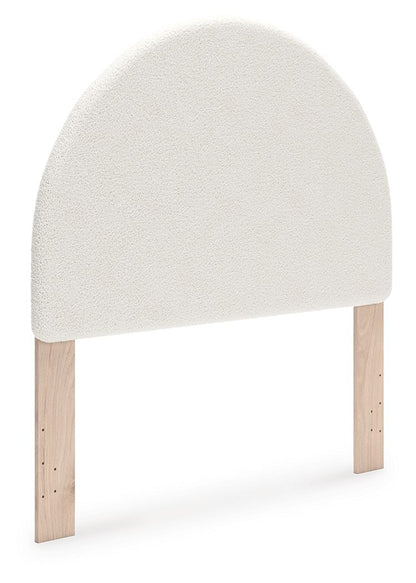 Shapella - White / Tan - Full Upholstered Panel Headboard