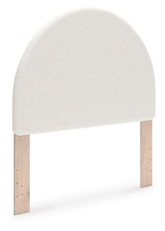 Shapella - White / Tan - Full Upholstered Panel Headboard