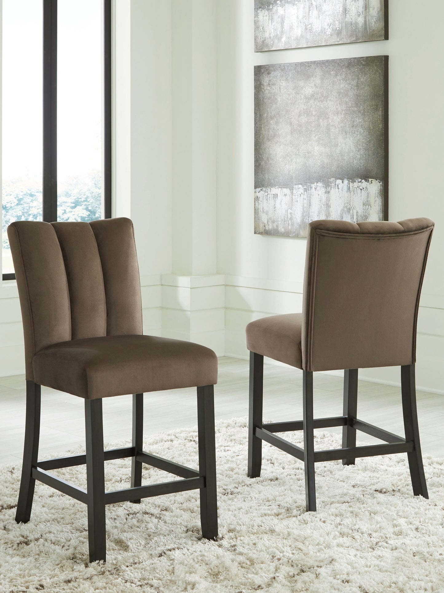 Jazmore - Mocha - Upholstered Barstool (Set of 2)